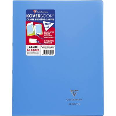 Cahier Kover Book piqué polypro opaque Bleu 24x32 96p séyès - Clairefontaine
