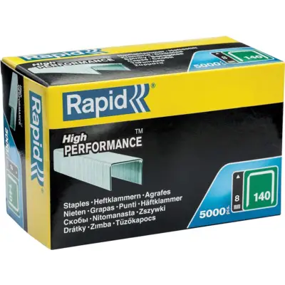 Agrafes en fil plat galvanisés n° 140/08 mm - 5000 pièces - Boite en carton - RAPID-ISABERG - 11908111