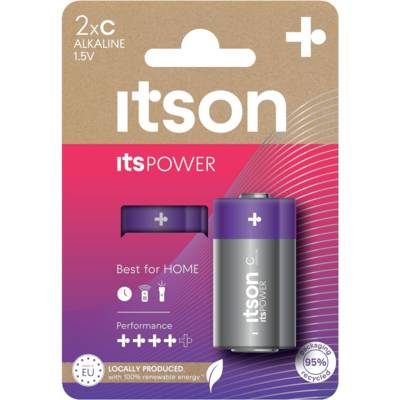 Pack de 2 Piles Alcalines LR14/C 1,5V ItsPOWER - ITSON