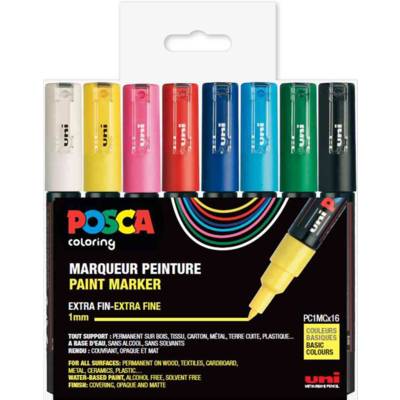 Set de 16 Marqueurs PC1MC pointe conique extra-fine couleurs assorties - UNI-BALL