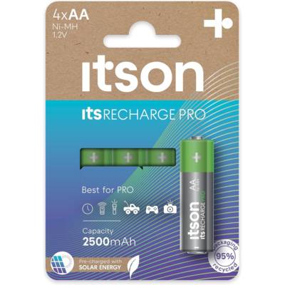 Boîte de 4 piles rechargeables AA Pro NiMH prêtes à l'emploi, 2500 mAh - ITSON