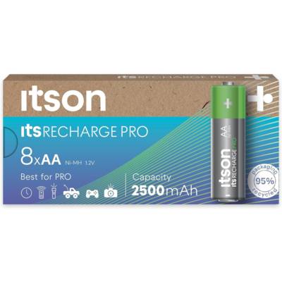 Boîte de 8 piles rechargeables AA Pro NiMH prêtes à l'emploi, 2500 mAh - ITSON