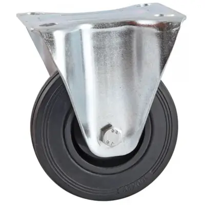 Roulette fixe à platine rectangulaire - AVL- Roue caoutchouc Ø 80 - Charge 60 kg - 508821O