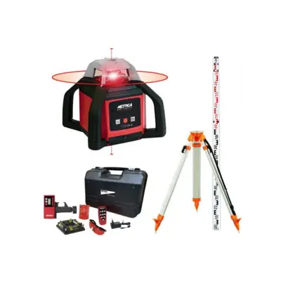 Pack laser rotatif H4 rouge avec récepteur millimétrique, trépied et mire 4 m - METRICA - 89334