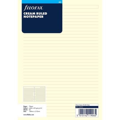 Recharge format A5 feuilles de notes lignées Crème - FILOFAX