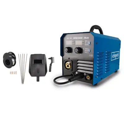 Poste à souder à fil fourré WSE5000-Multi - WIG/TIG - MIG/MAG - MMA - 120A - AMPS - 230V- Masque, Eletrodes et Buses incluses - SCHEPPACH - 5906609901