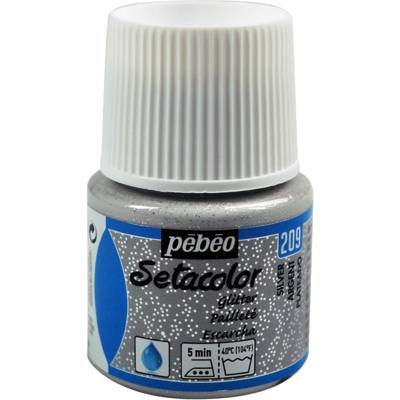 Flacon 45 ml Peinture Setacolor pour tissus clairs Pailletée Argent - PÉBÉO