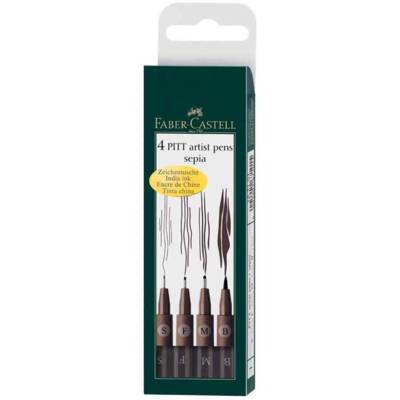 Lot de 4 feutres à l'encre de Chine PITT artist pen (Nuances de brun) - FABER-CASTELL