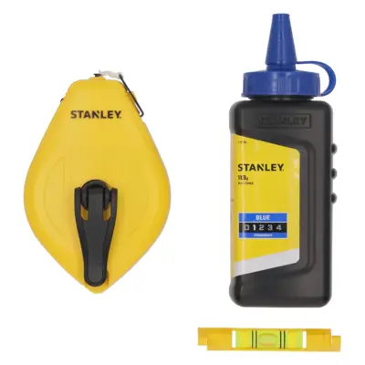 Kit cordeau traceur 30 m 1:1, poudre bleue, niveau - STANLEY - STHT47113-0