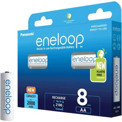 Eneloop Pack 8 Piles Rechargeables Mignon AA 2000mAh Ni-MH - PANASONIC
