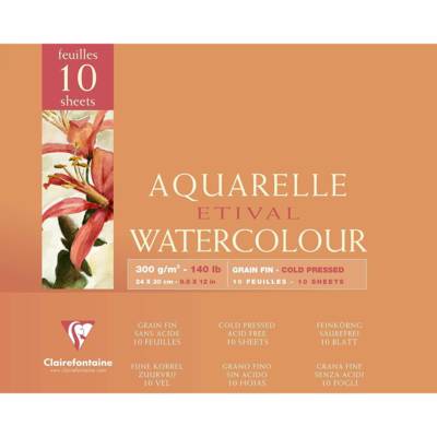 Bloc Etival encollé 4 côtés 300g grain fin 10 feuilles 24x30 - CLAIREFONTAINE