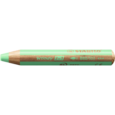 Crayon multi-talents woody 3en1, rond, vert pastel - STABILO
