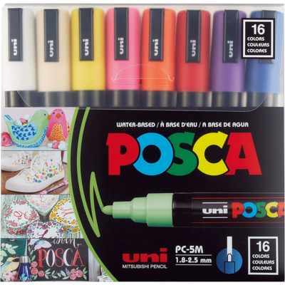 Set de 16 Marqueurs PC5M pointe conique moyenne couleurs assorties - Uni-ball