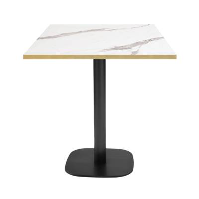 Table pied noir 70x70cm marbre blanc chant laiton - intérieur - RestooTab