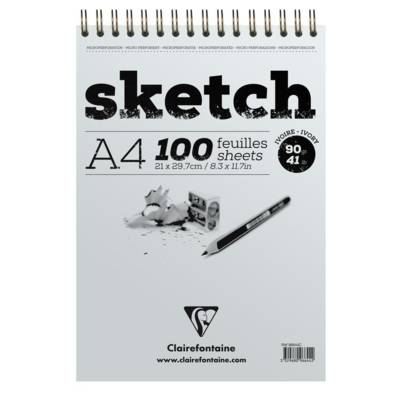Bloc Sketch croquis RI A4 90g 100F ivoire - CLAIREFONTAINE