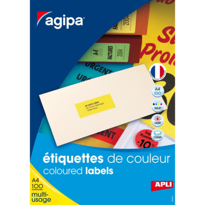 Boite de 2700 étiquettes 70x31 mm multi-usage jaune - Apli-Agipa