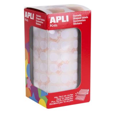 Rouleau de 5192 Gommettes Rondes 10,5 mm Blanc - APLI-AGIPA