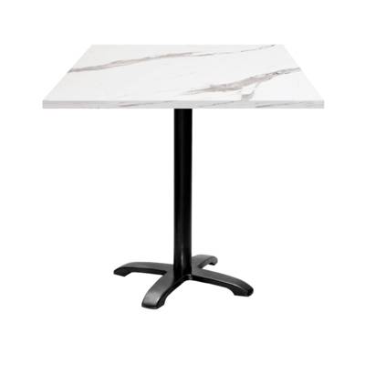 Table pied noir 70x70cm marbre blanc - intérieur - RestooTab