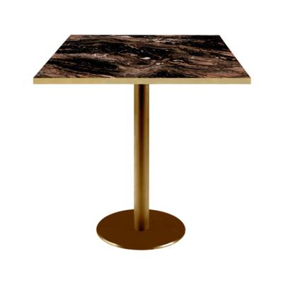 Table pied Doré 70x70cm berbe capuccino chants laiton - intérieur - RestooTab
