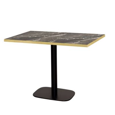 Table pied noir 120x70cm marbre royal chant laiton - intérieur - RestooTab