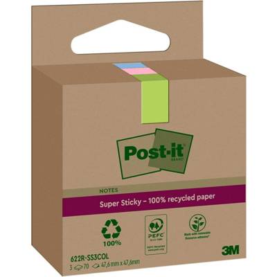 Super Sticky Recycling Notes, 47,6 x 47,6 mm, coloré - Post-it