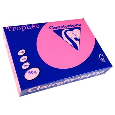 Ramette 500 Feuilles Papier 80g A4 210x297 mm Certifié FSC fluo rose - CLAIREFONTAINE
