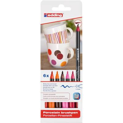 Feutre pinceau Porcelaine 4200 Etui de 6 'warm' couleurs 1-4 mm - EDDING