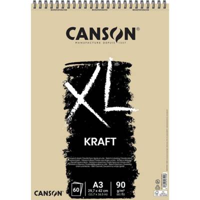Bloc 60 Feuilles Croquis XL Kraft Spiralé petit côté A3 90g - CANSON