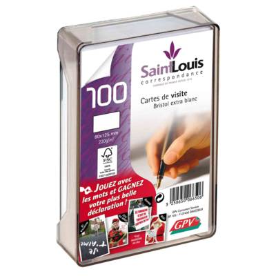 Coffret de 100 cartes de visite bristol blanches 82x128 220 g/m² - GPV