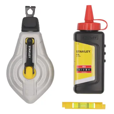 Kit cordeau traceur 30 m 6:1, poudre rouge, niveau ficelle - STANLEY - STHT47612-0