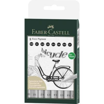 Stylo feutre ECCO PIGMENT, étui de 8, noir - FABER-CASTELL