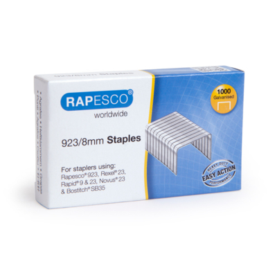 Boite de 1000 Agrafes Galvanisées 923/8mm type 23 - Rapesco
