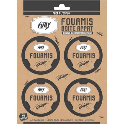 Pack de 4 Boites Appât Anti-Fourmis 0% Evaporation d'Insecticide - FURY