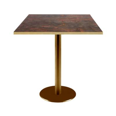 Table pied Doré 70x70cm rouille underground chants laiton - intérieur - RestooTab
