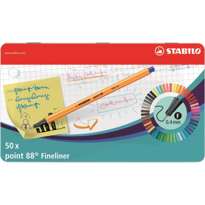 Boîte métal de 50 stylos-feutres point 88 - Stabilo