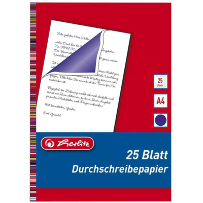 Lot de 25 feuilles papier Carbone écriture manuelle Bleu A4 - Herlitz