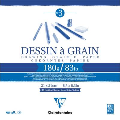 Bloc dessin à grain 180g 21x21cm 30 feuilles - CLAIREFONTAINE
