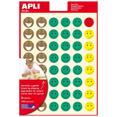 Sachet de 144 gommettes éducatives SOURIRE enlevable multicolore - Apli-Agipa