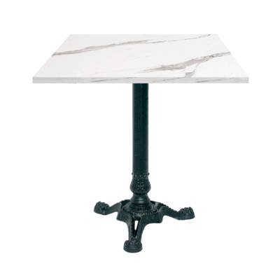Table pied noir 70x70cm marbre blanc - intérieur - RestooTab