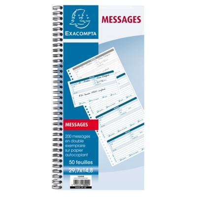 Bloc messages téléphones spiralé 148x297 mm 50 feuillets Dupli - EXACOMPTA