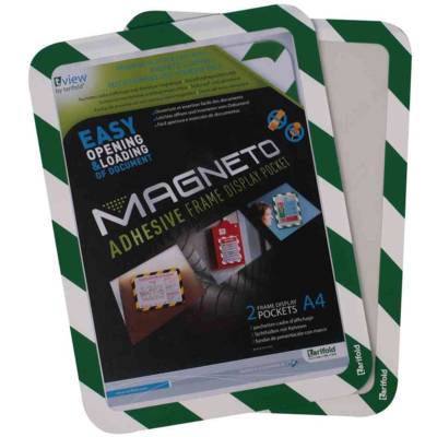 Pochettes-cadre MAGNETO SAFETY A4 Vert / Blanc Lot de 2 - TARIFOLD