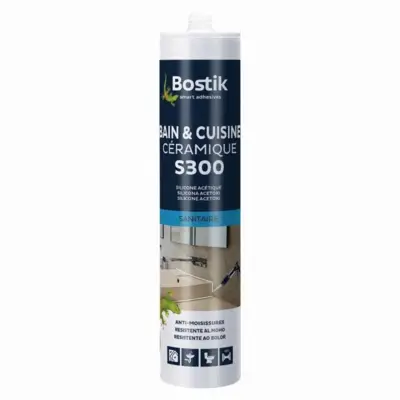 Mastic S300 Bain Cuisine Céramique BOSTIK Blanc - 30615830 - BOSTIK SA