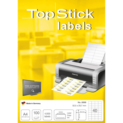 4000 étiquettes universelles, 52,5 x 29,7 mm, blanc - TOP STICK