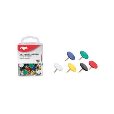 Boite de 100 Punaises Têtes 9mm gainées plastique couleur - SIGN