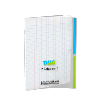 Cahier Duo polypro 17x22cm 90g 96p grands carreaux incolore - Conquérant