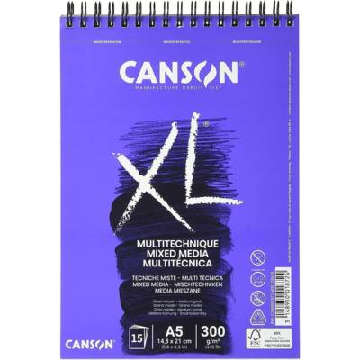 Bloc croquis XL MIX MEDIA A5 300g Grain moyen 15 feuilles - CANSON