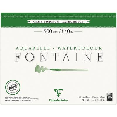 Bloc Fontaine 25 feuilles torchon 24x30 300g encollé 4 côtés - CLAIREFONTAINE