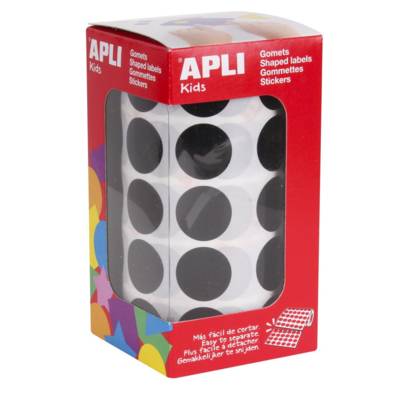 Rouleau de 1770 Gommettes Rondes 20 mm Noir - APLI-AGIPA