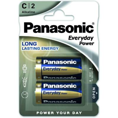 Pack 2 Piles Alcalines Everyday Power SILVER Batterie LR14 / C 1,5V - PANASONIC