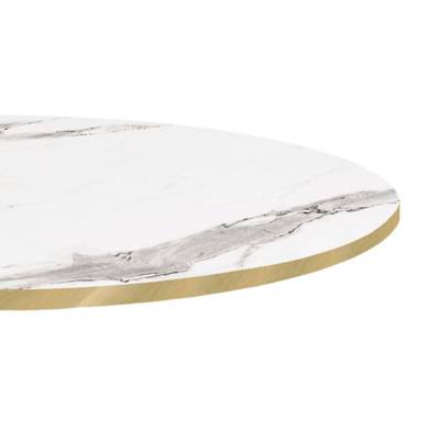 Plateau de table rond Marbre Blanc & laiton - RestooTab